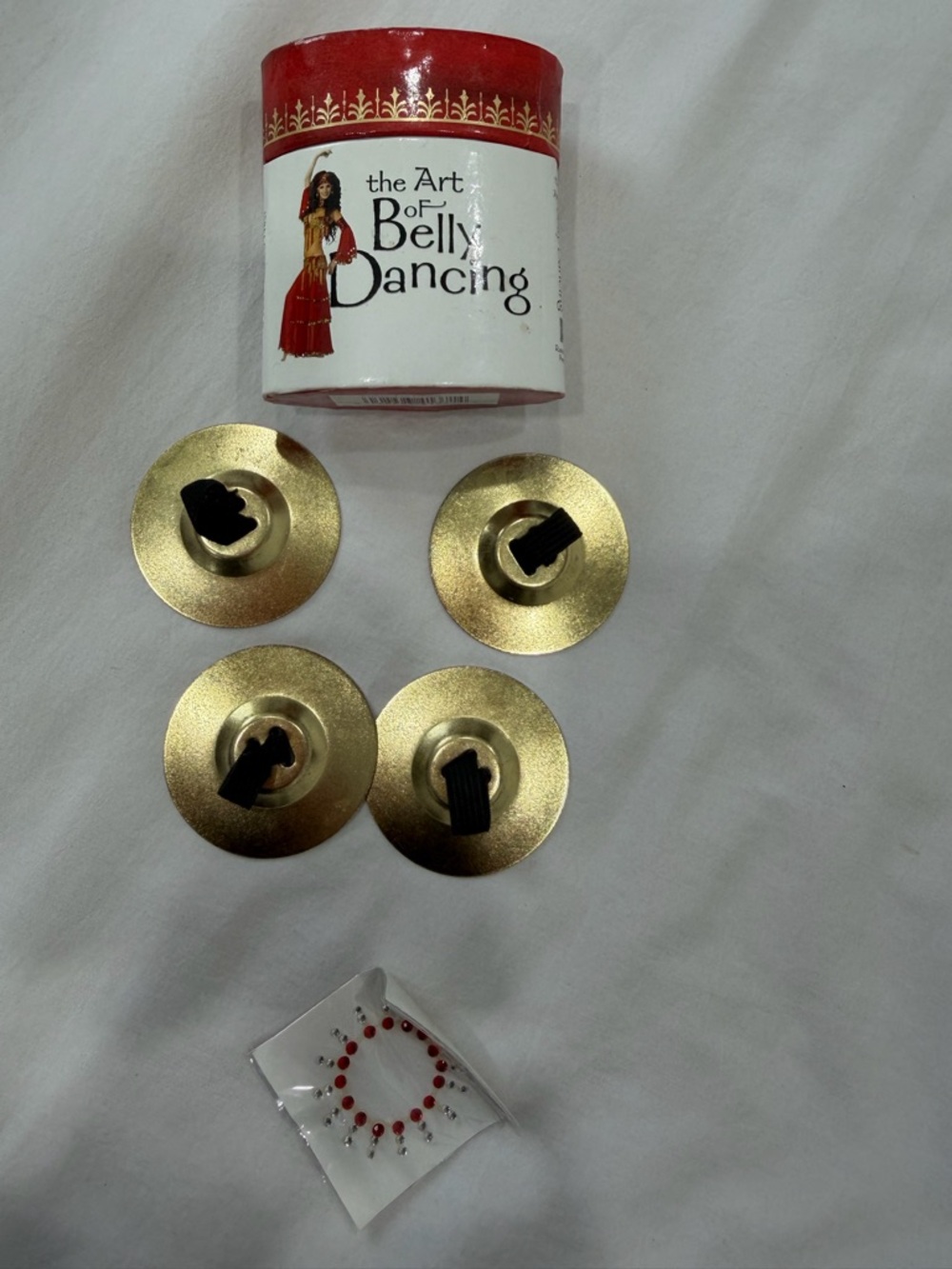 The Art of Belly Dancing Finger Cymbals (Zills) - Gold with Red Accents